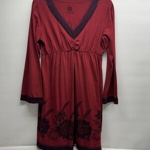 Double D Ranch sequence Red and Purple Long Sleeve Dress Sz M